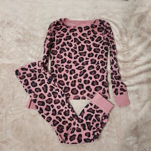 Old Navy GIRLS PINK LEOPARD TWO PIECE OUTFIT SET size 8